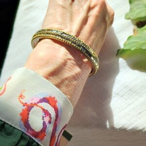 🌃 ART DECO 🌃 TRU VTG 1920s - 40s Art Deco mirrored glass bangle, Geometric Max